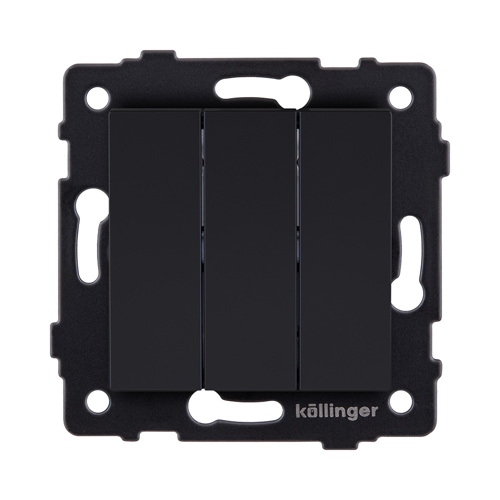 Выключатель 3-клавишный 10А/250В, черный матовый Kollinger REA-S-012BM для Aspekt, Eleganz, Reflex