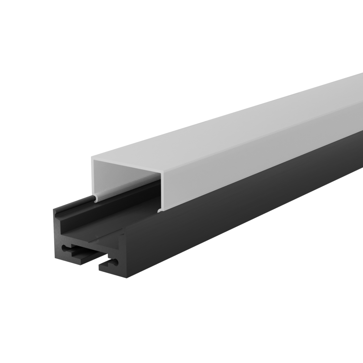 Профиль накладной/подвесной черный с белым рассеивателем WOLTA WAP-S/H-20/20/2000-BW
