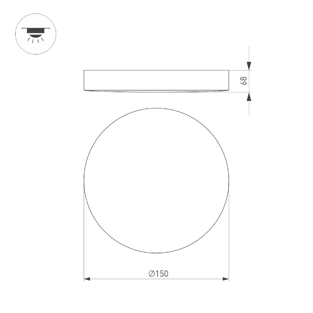 Потолочный светильник Arlight SP-FLOWER-R280-15W Day4000-MIX (BK, 110 deg, 230V, MOTION) 041487