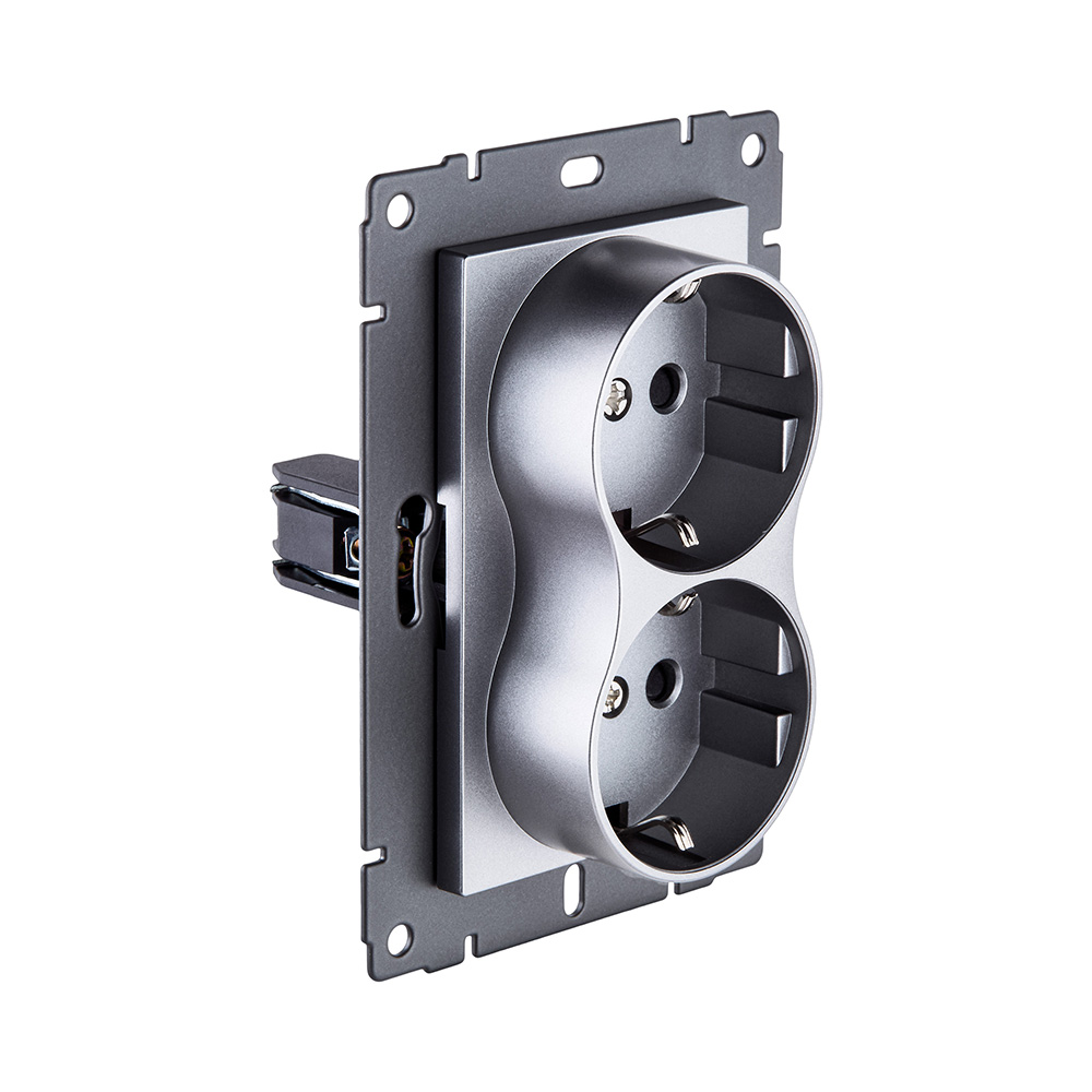 Розетка штепсельная SCHUKO двойная 16A/250 В, серый Kollinger REA-032GY для Aspekt, Eleganz, Reflex