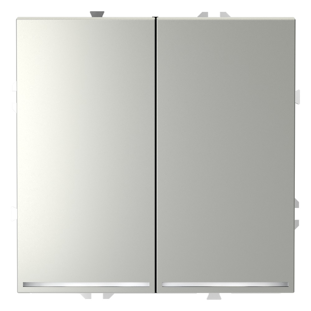 Проходной переключатель двухклавишный с подсветкой Voltum S70 VLS020405 (сталь)