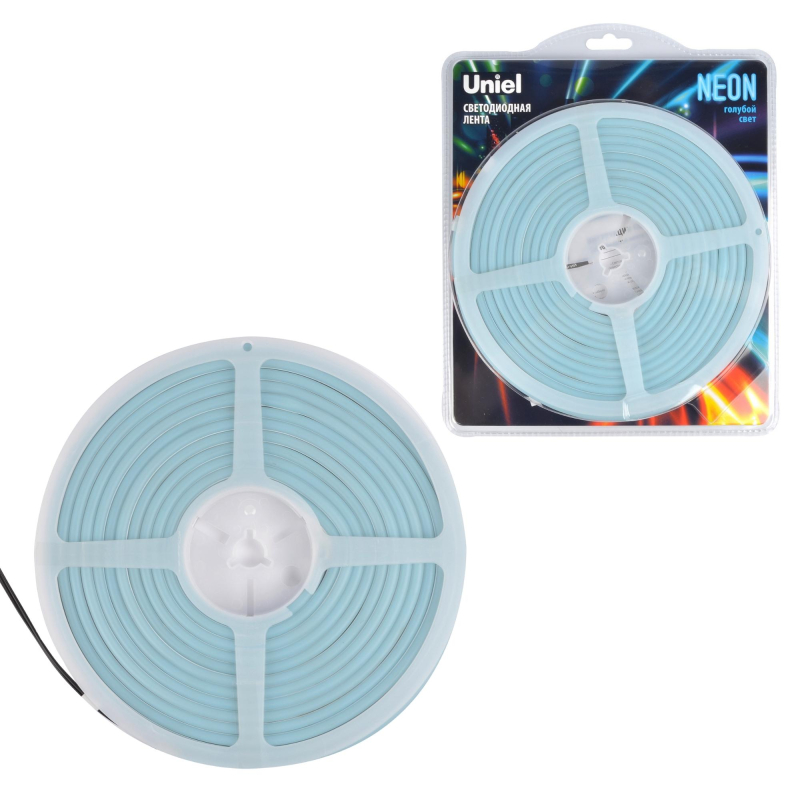 Светодиодная лента Uniel ULS-N01-2835-120LED/m-6mm-IP67-DC12V-9W/m-5M-LIGHTBLUE блистер