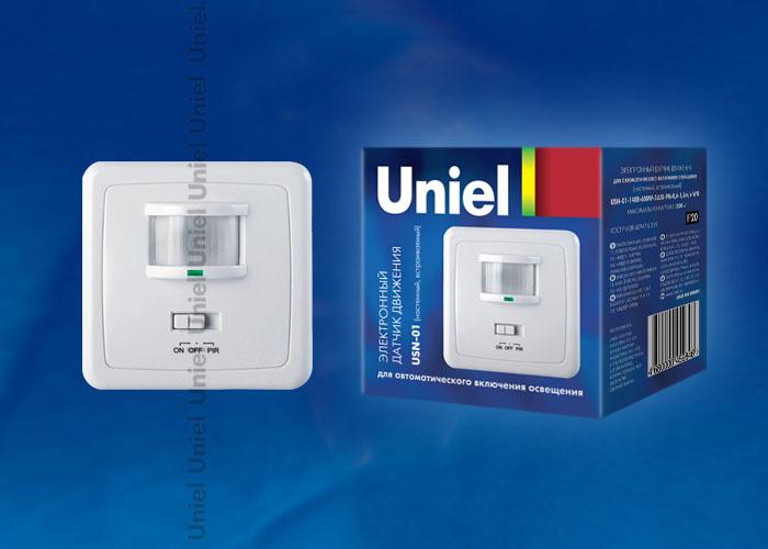 Датчик движения (06565) Uniel USN-13-360R-1200W-3LUX-12M-0,6-1,5m/s-WH