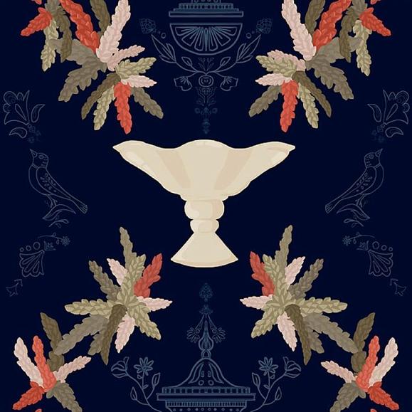 Обои Coordonne 8800065N Neo-Rococo Navy