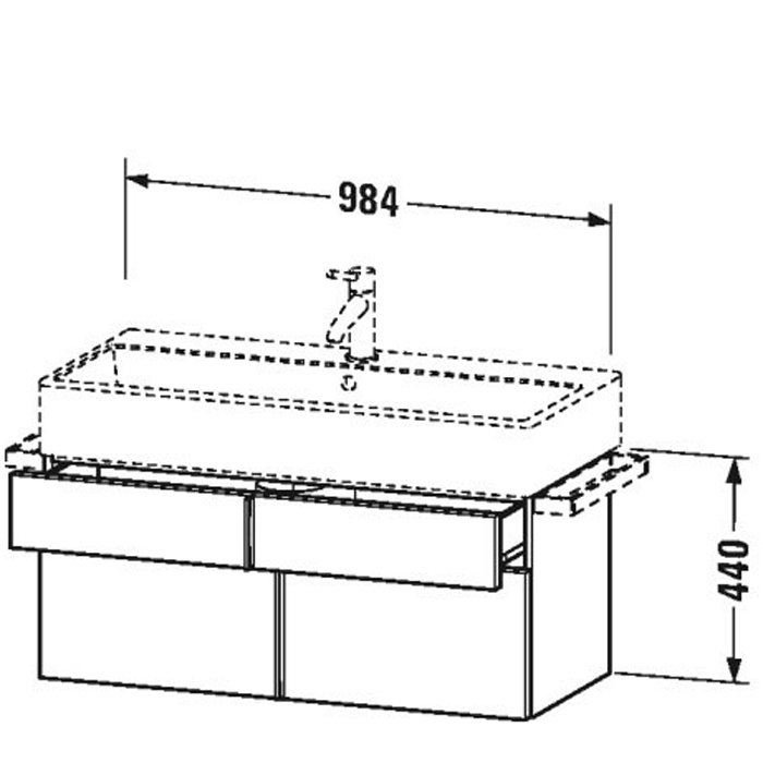 Duravit VA Тумба подвесная 98.4x43.1х44.1см., с раковиной, 1 выдв.ящик, цвет: Pine Terra