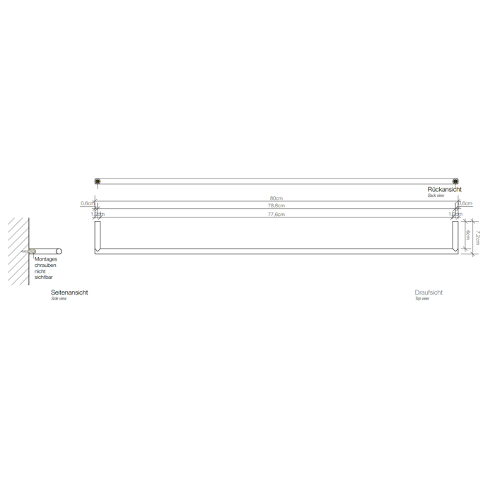 Decor Walther Mikado HTE80 Полотенцедержатель 80см, подвесной, цвет: черный матовый
