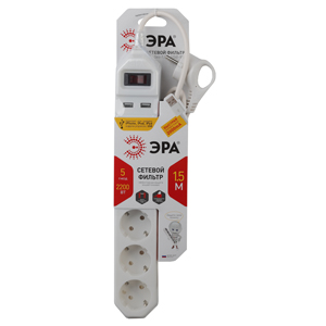 Сетевой фильтр Эра USF-5es-1.5m-USB-W Б0019037