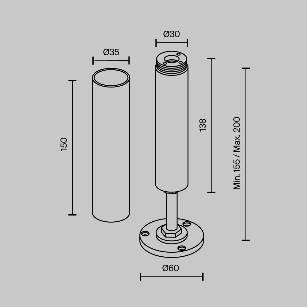 Основание с регулировкой по высоте Maytoni Shelf CA025BA-B