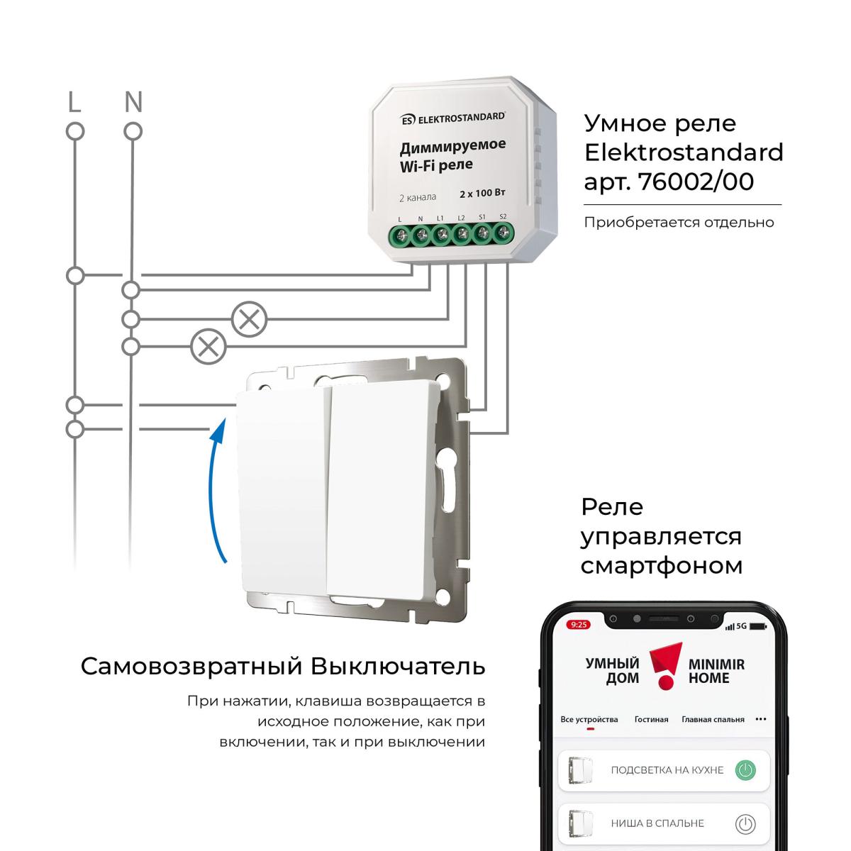 Выключатель двухклавишный с самовозвратом Werkel 4690389192319 W1122401 a062572