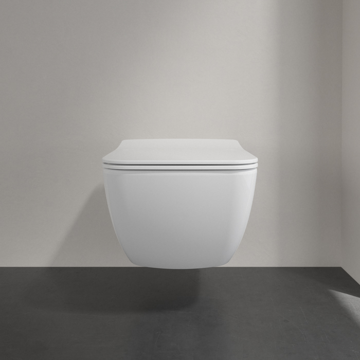 Villeroy&Boch Venticello Унитаз подвесной 37.5х56х33см., безободковый, в комплекте сиденье SlimSeat Line c микролифтом, CeramicPlus, цвет: альпийский белый