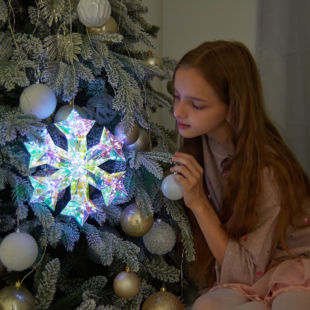 Светильник декоративный на батарейках Снежинка Uniel ULD-R512 3АА SNOWFLAKE UL-00012222