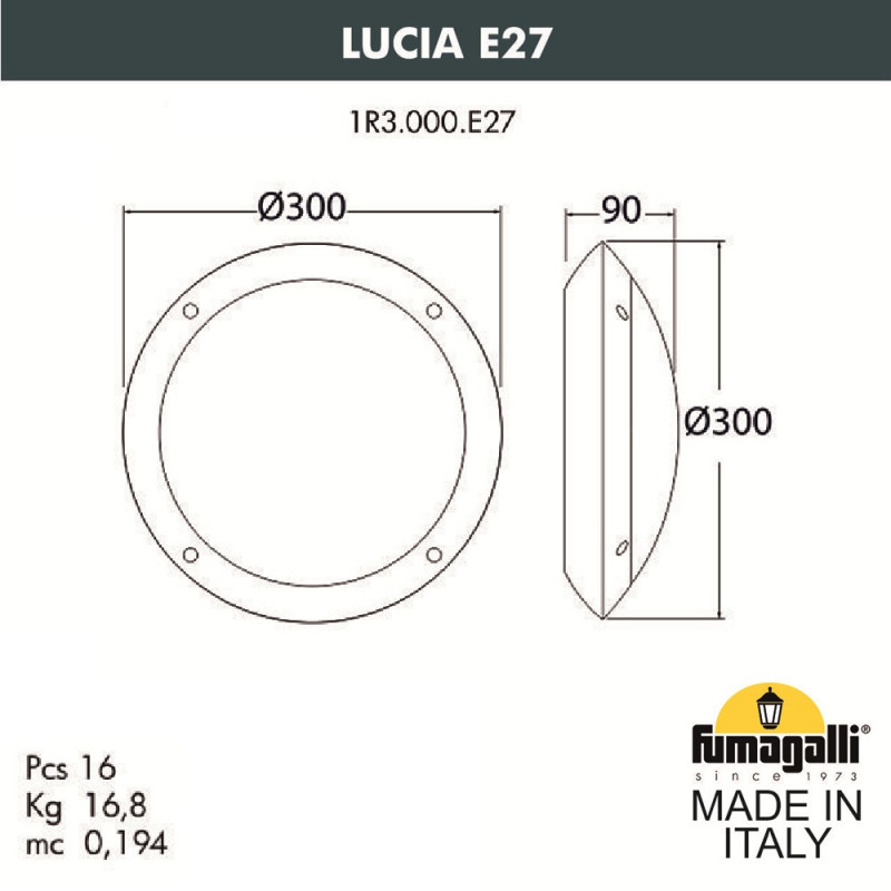Уличный настенный светильник Fumagalli 1R3.000.000.LYE27