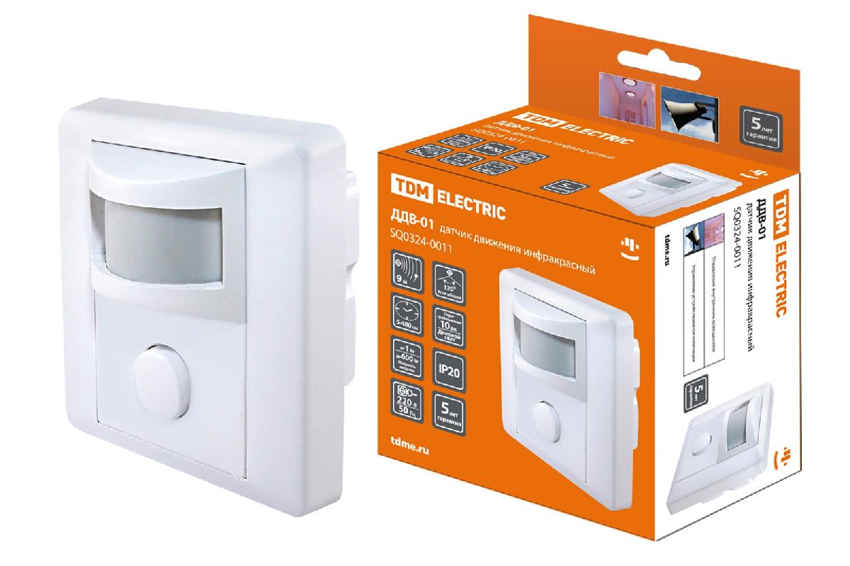 Датчик движения инфракрасный TDM Electric ДДВ-01 SQ0324-0011