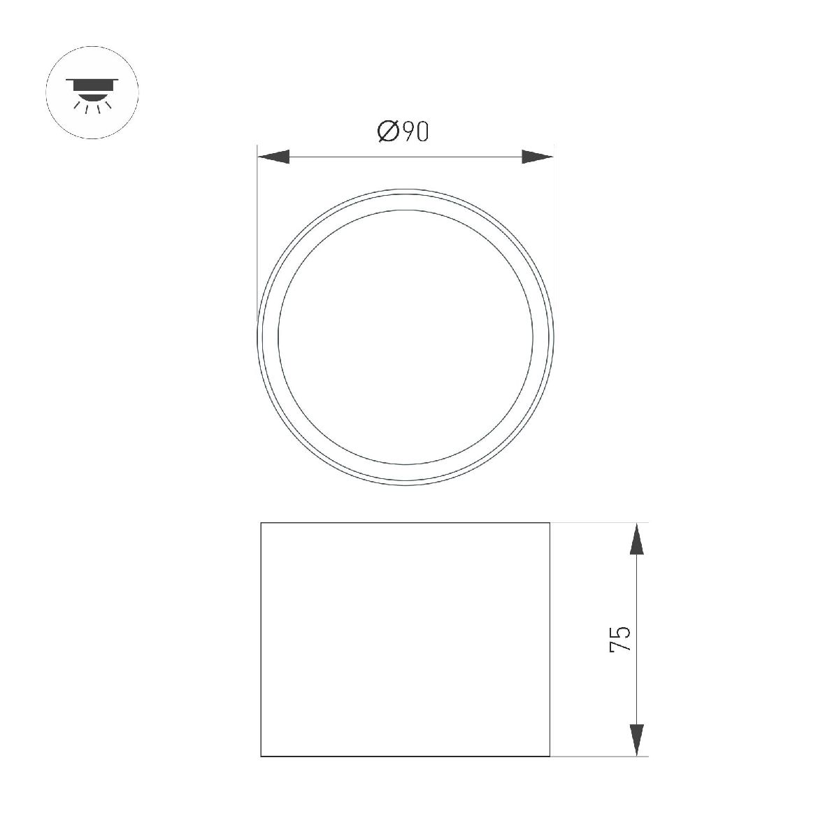 Накладной светильник Arlight SP-BISCOTTO-R90-8W Warm3300-MIX (BK, 80 deg, 230V) 054911