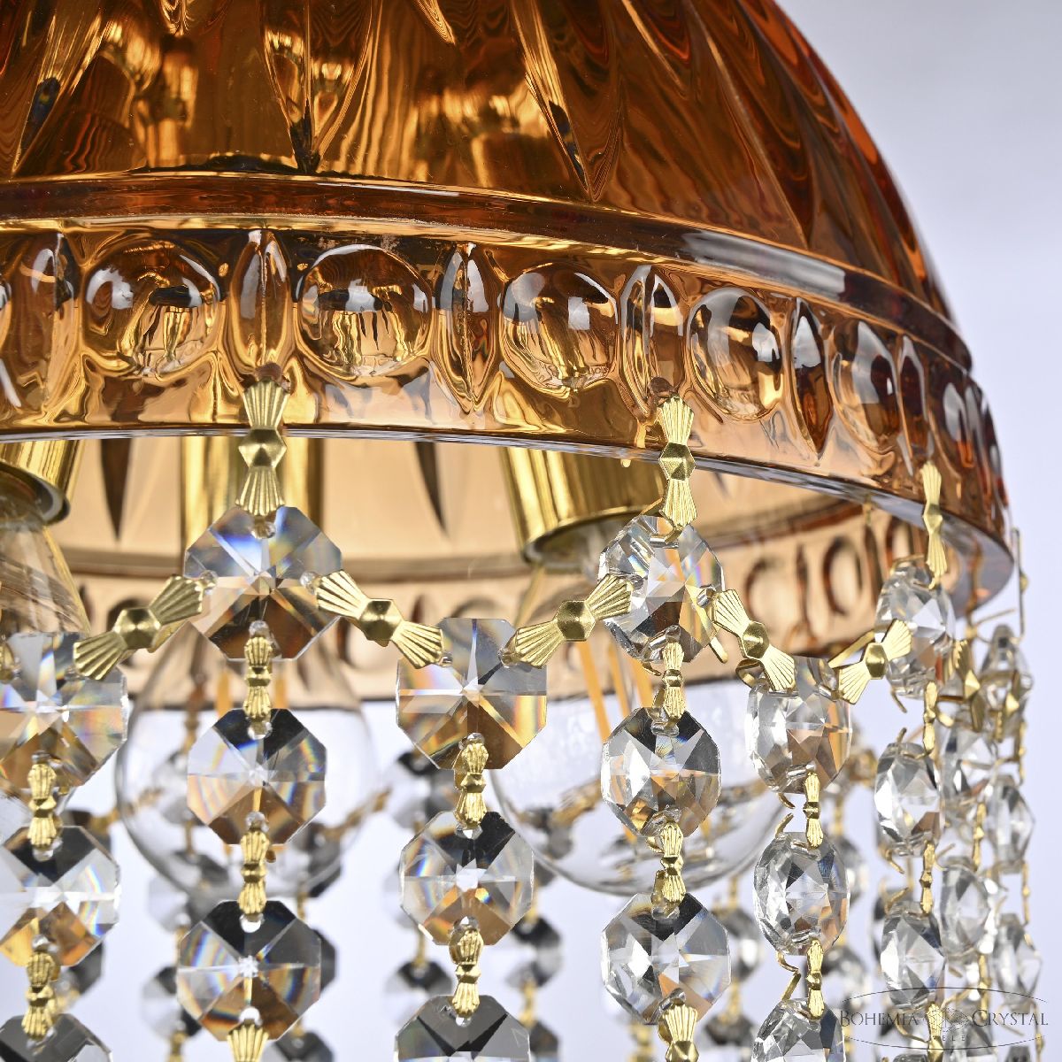 Подвесной светильник Bohemia Ivele Crystal 5478/22 G Amber/M-1G Leafs