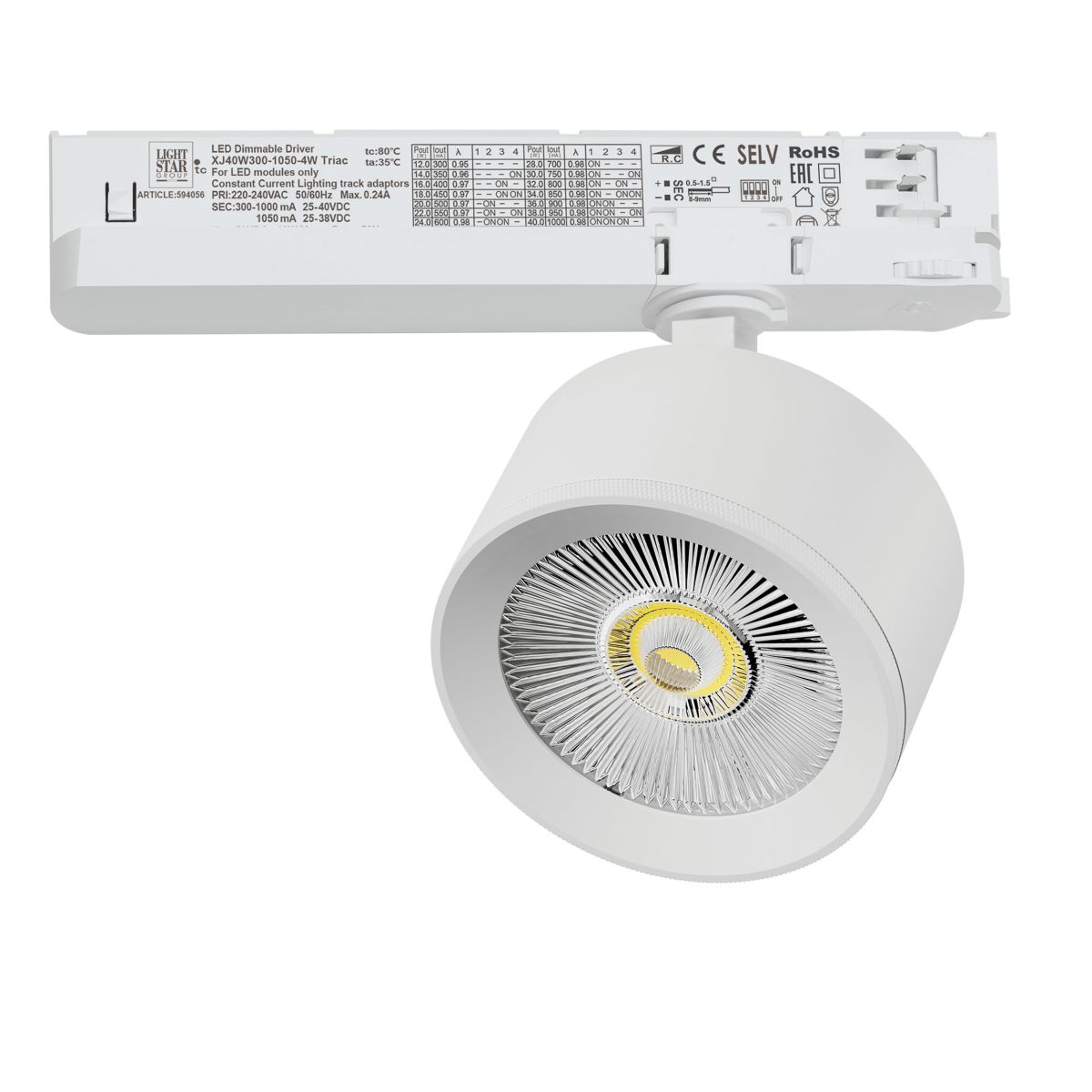 Трековый трехфазный светильник Quattro LED с управлением TRIAC Lightstar Alta Pro A5536TRIAC