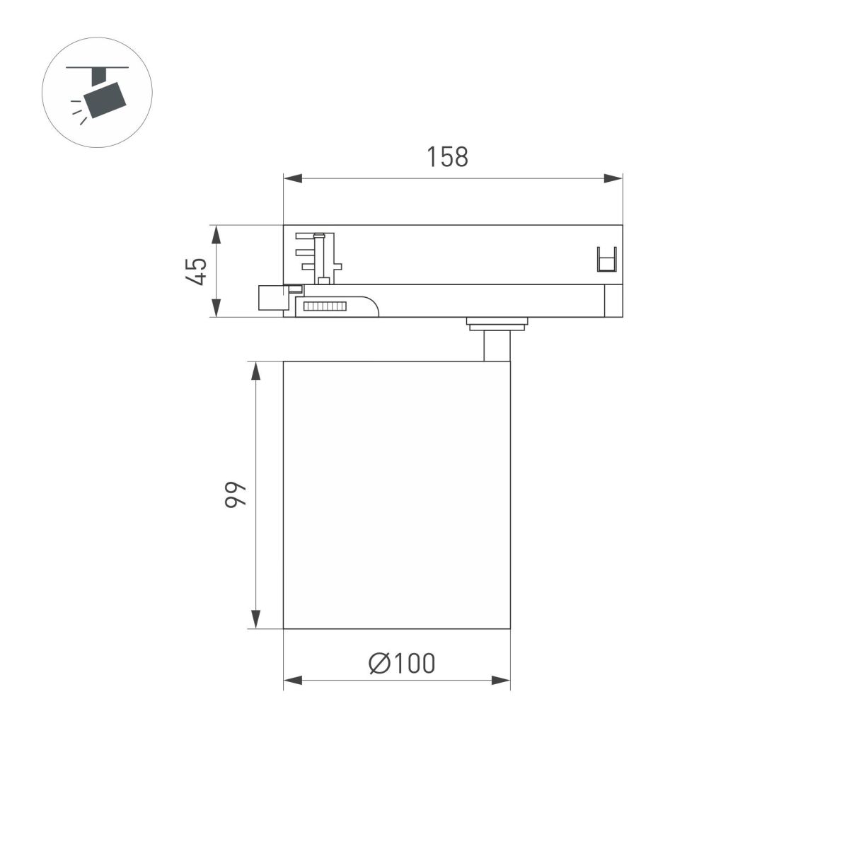 Трековый трехфазный светильник Arlight LGD-DYKE-4TR-R100-36W Day4000 (BK, 50 deg, 230V) 052293