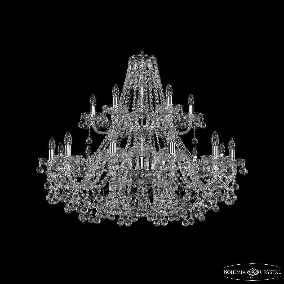 Подвесная люстра Bohemia Ivele Crystal 1409/12+6/360/2d Ni