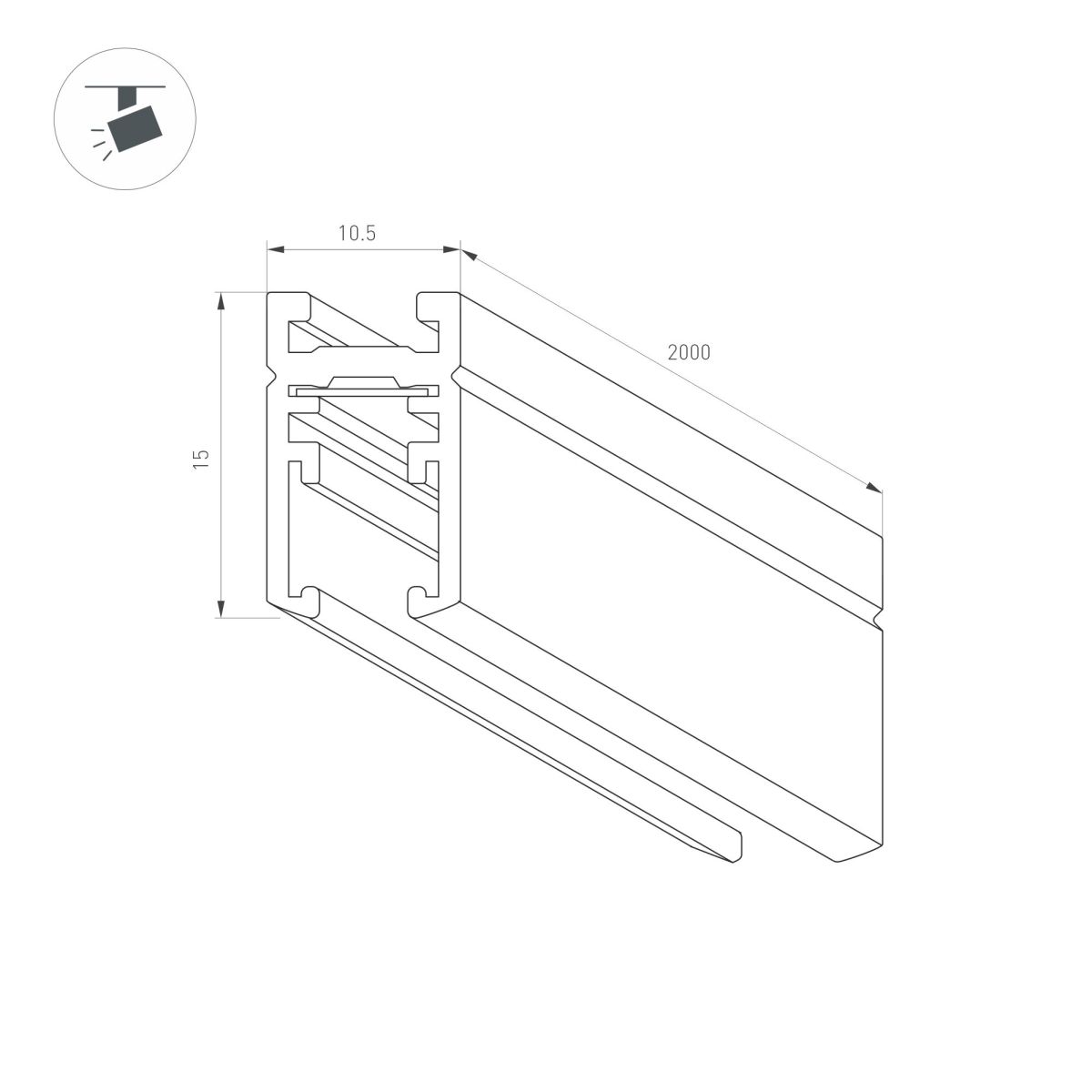 Шинопровод магнитный накладной Arlight MAG-MICROCOSM-TRACK-1115-2000 (WH) (IP20 Металл) 062987