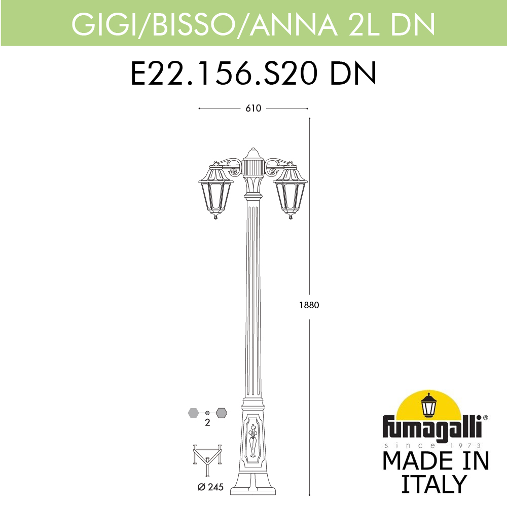 Садово-парковый светильник Fumagalli GIGI BISSO/ANNA 2L DN E22.156.S20.AYE27DN