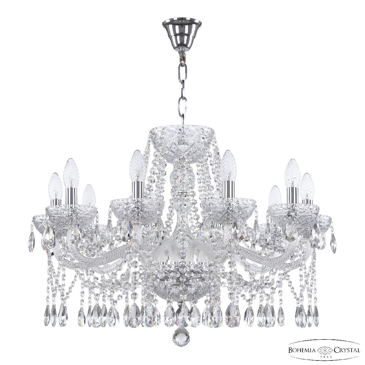 Подвесная люстра Bohemia Ivele Crystal 5413/10/240 Ni Clear/M-1F