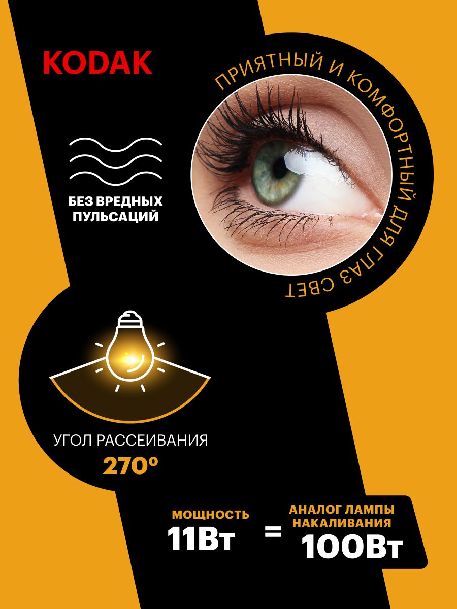 Лампа светодиодная Kodak LED P45-11W-830-E27 K 11Вт шар теплый белый свет Е27 Б0057620