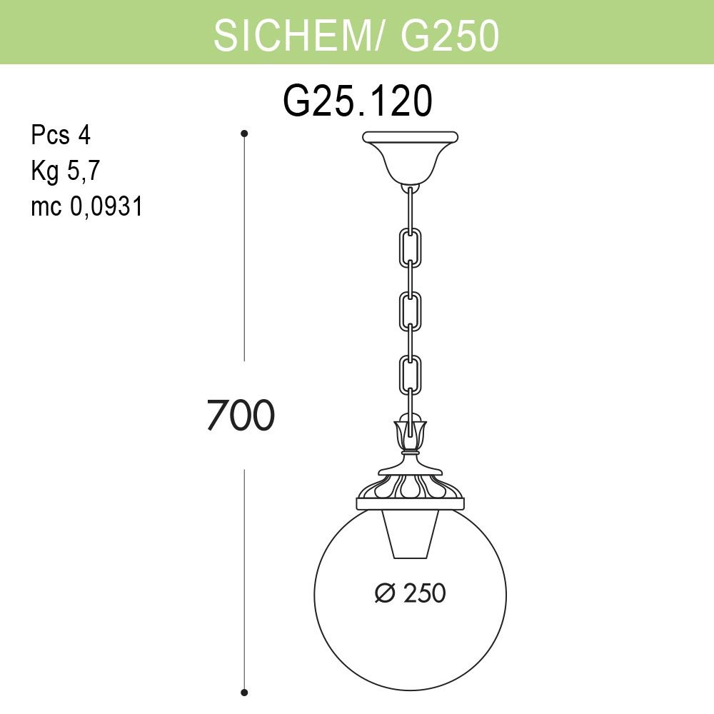 Уличный подвесной светильник Fumagalli Sichem/G250 G25.120.000.BZE27