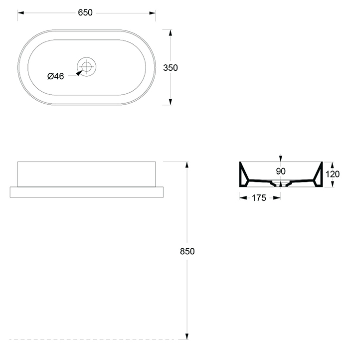 Alice Spy Oval Раковина 65x36х12см., накладная, без отв., цвет: белый матовый