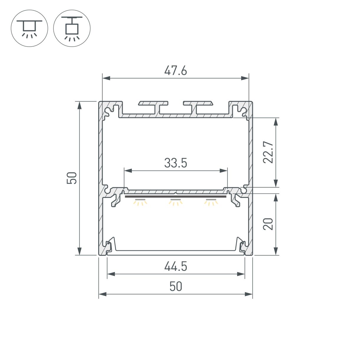 Профиль Arlight SL-LINE-5050-3000 ANOD с рефлектором (Алюминий) 064468