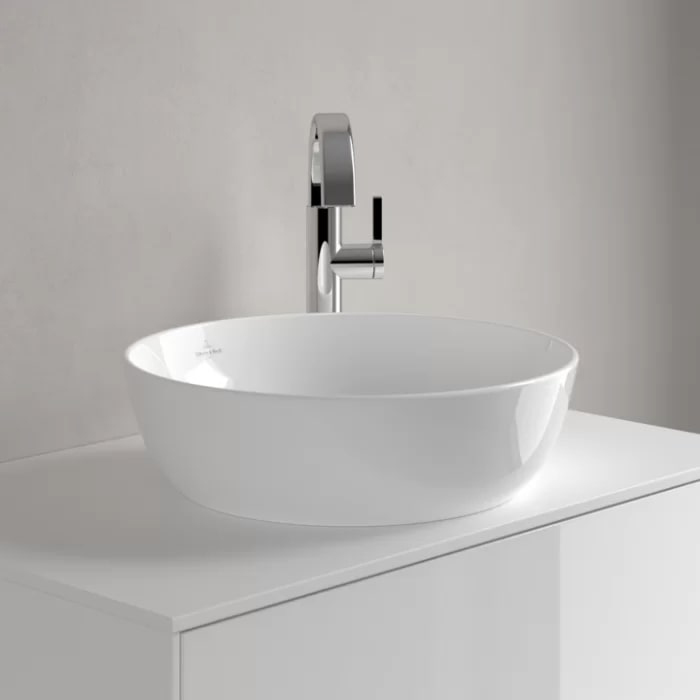 Villeroy&Boch Artis Раковина 43х43х12.5см., накладная, без отв., без перелива, TitanCeram, цвет: альпийский белый