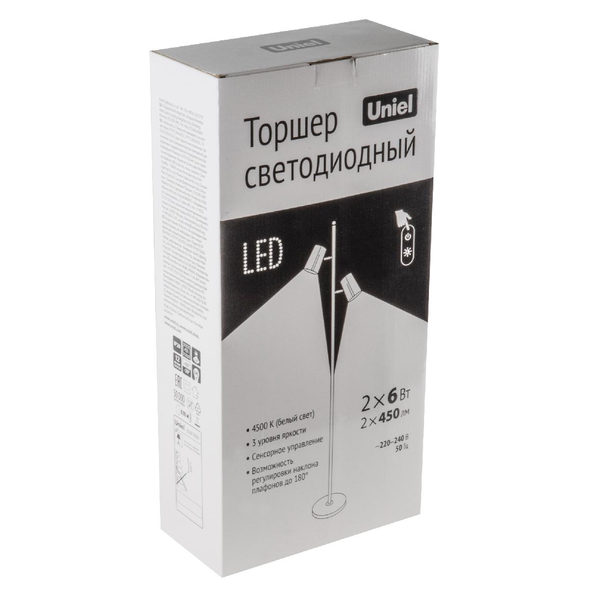 Торшер Uniel ULM-T600 2х6W/4500K/DIM BLACK UL-00010174