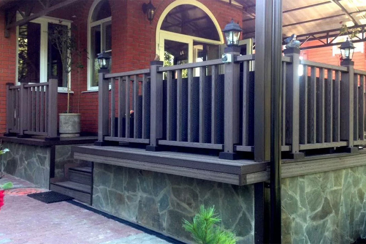 Ограждение ДПК Holzhof Стандарт секция 1 м.п., с тиснением 3Д
