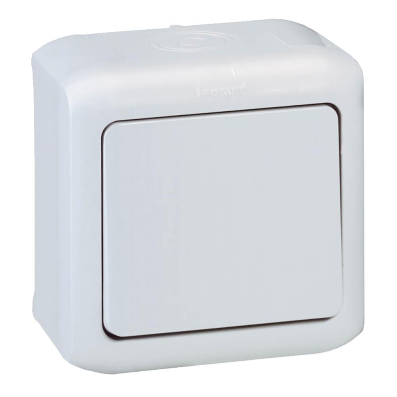 Переключатель одноклавишный на 2 направления Legrand Quteo 10A 250V IP44 серый 782334