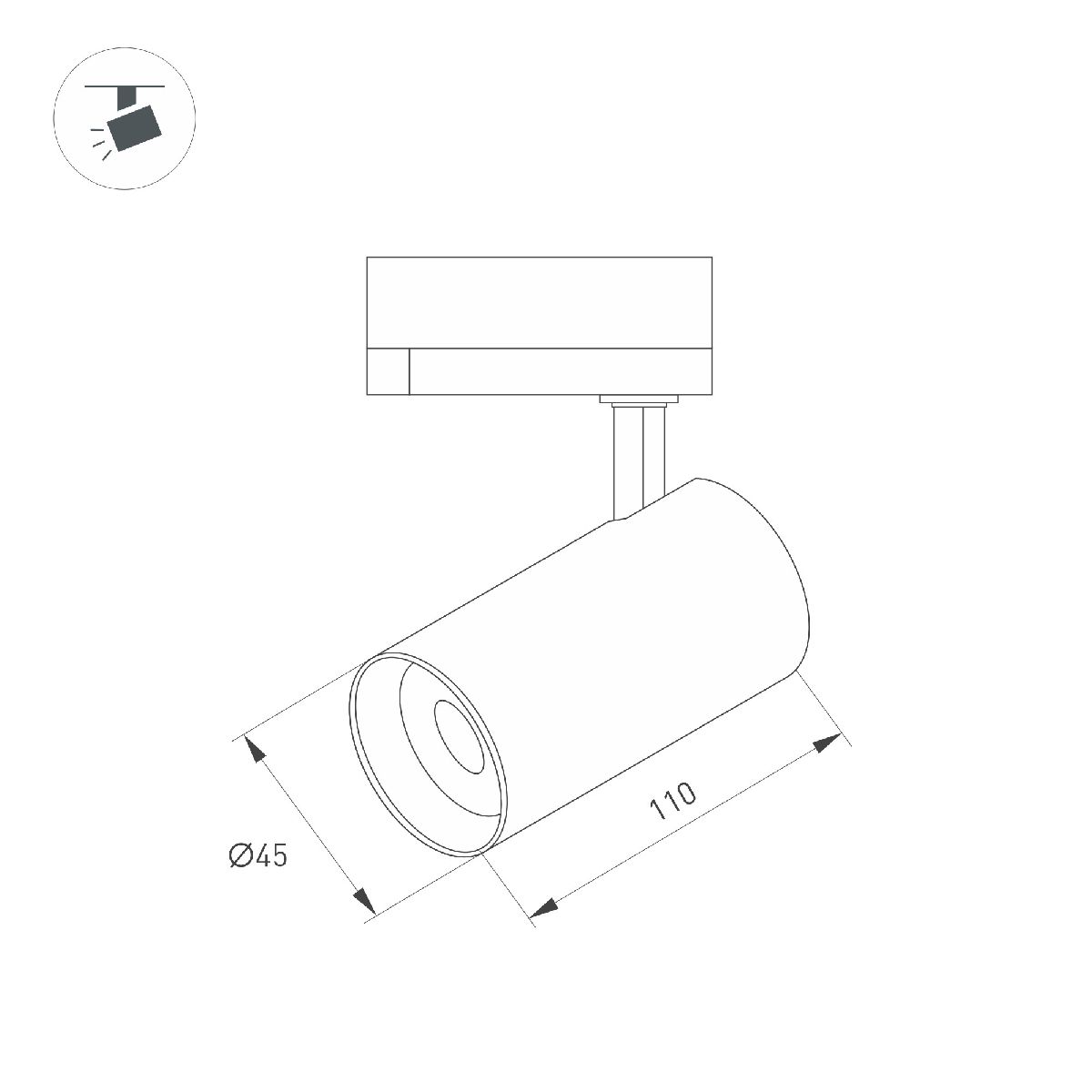 Трековый однофазный светильник Arlight LGD-SPOT-2TR-R45-7W Warm3000 (BK, 24 deg, 230V) 042539