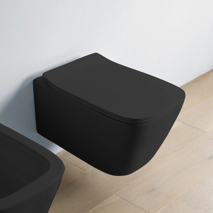 Artceram A16 Унитаз подвесной 36x52см, безободковый, saniglaze, the.reel, цвет: черный матовый