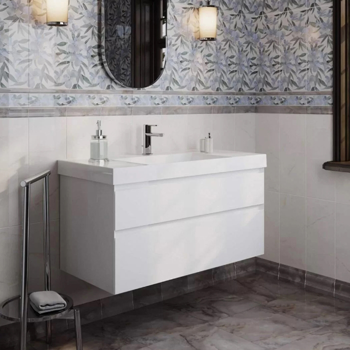 Kerama Marazzi Cubo Раковина подвесна 101х48.5см., с 1 отв., цвет: белый глянцевая