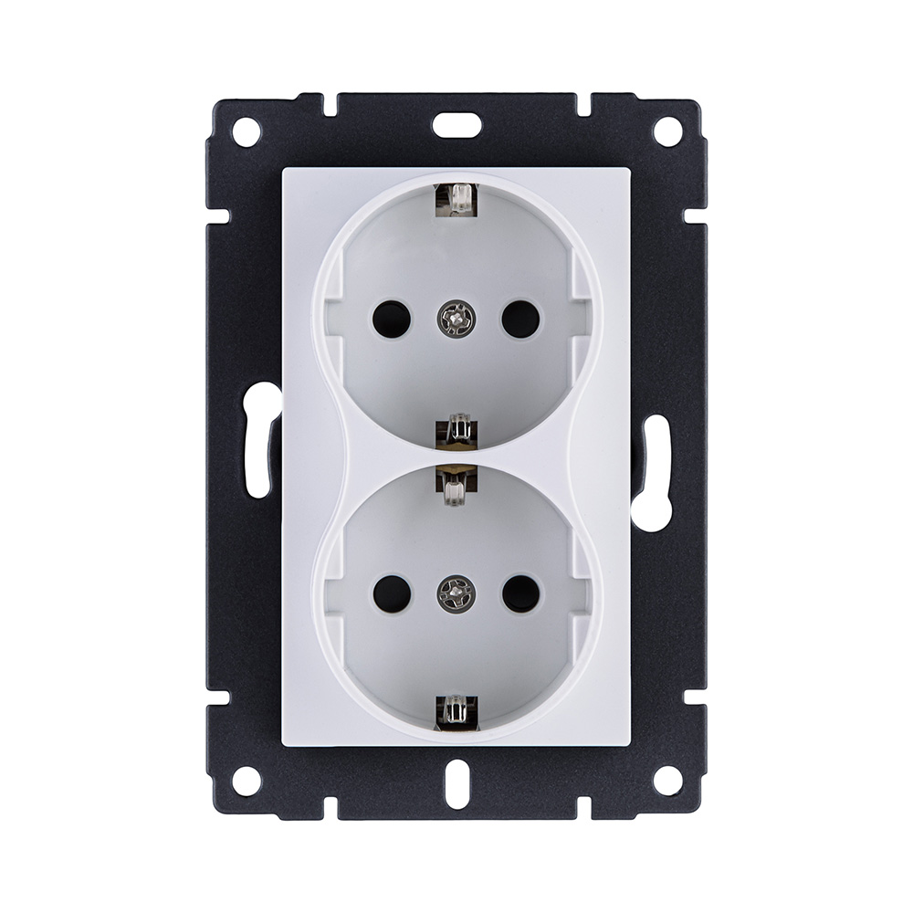 Розетка штепсельная SCHUKO двойная 16A/250 В, белый Kollinger REA-032WH для Aspekt, Eleganz, Reflex