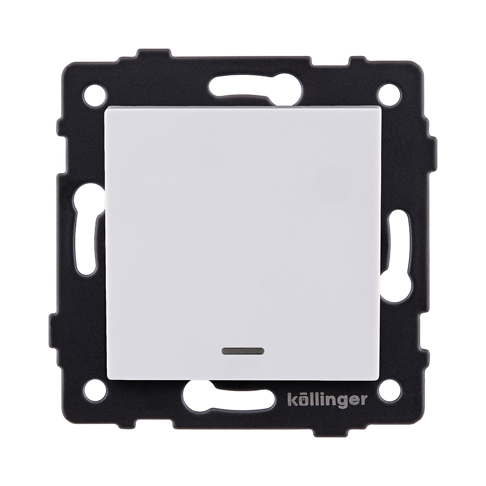 Выключатель 1-клавишный 10А/250В с LED подсветкой, белый Kollinger REA-S-002WH для Aspekt, Eleganz, Reflex