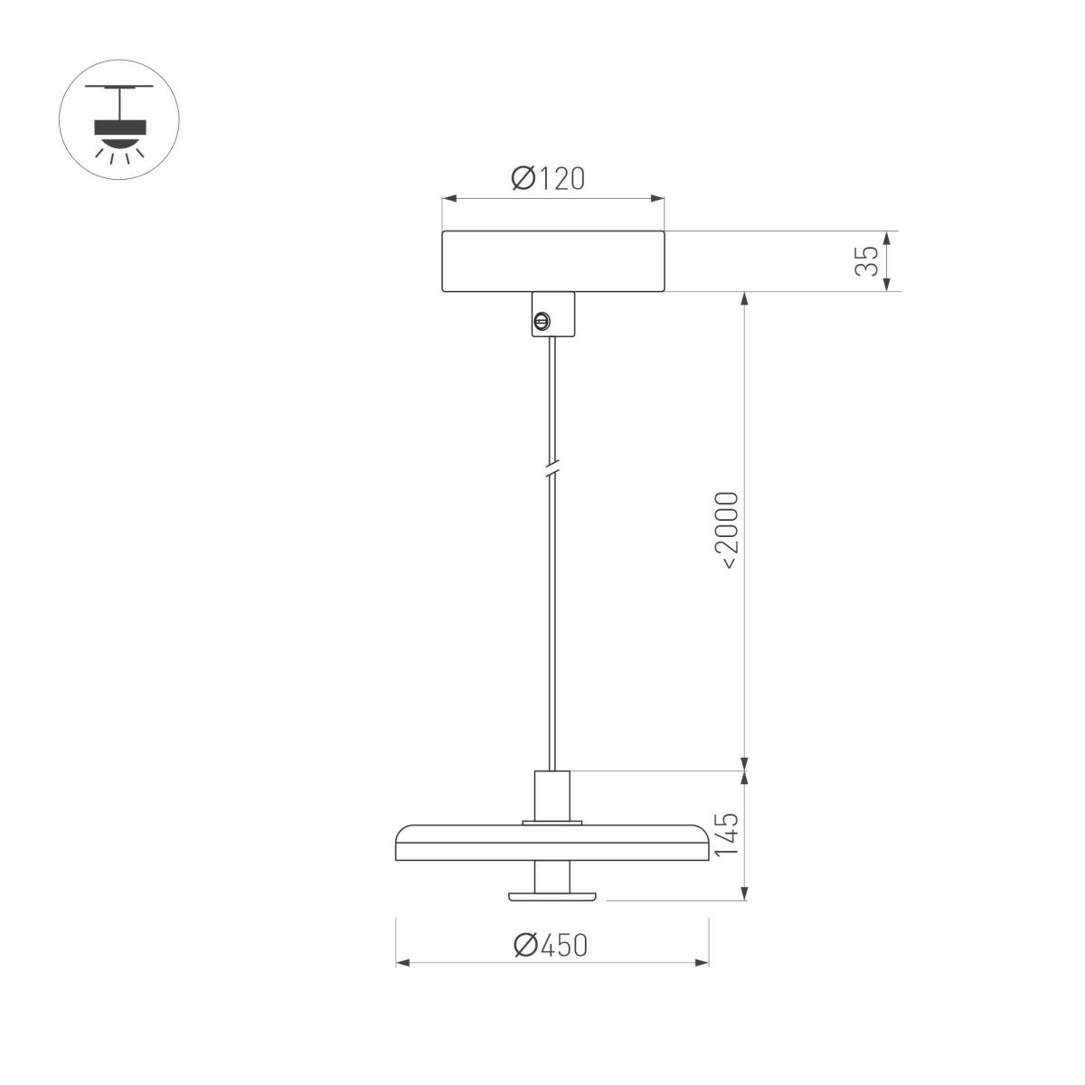 Подвесной светильник Arlight SP-KOTARO-R450-12W Warm3000 (BG-BG, 36 deg, 230V, TRIAC) 057227