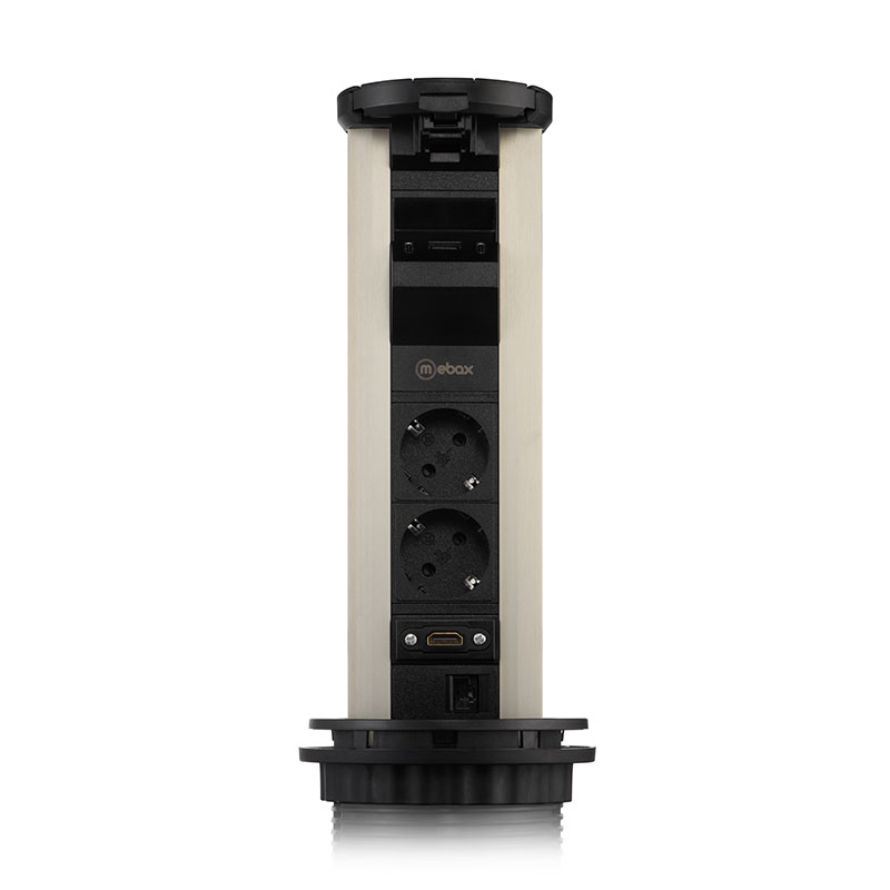 Блок розеток 12J (2 секции, USB type A+C + RJ45 + HDMI) беспроводная зарядка Mebax 00-00002597