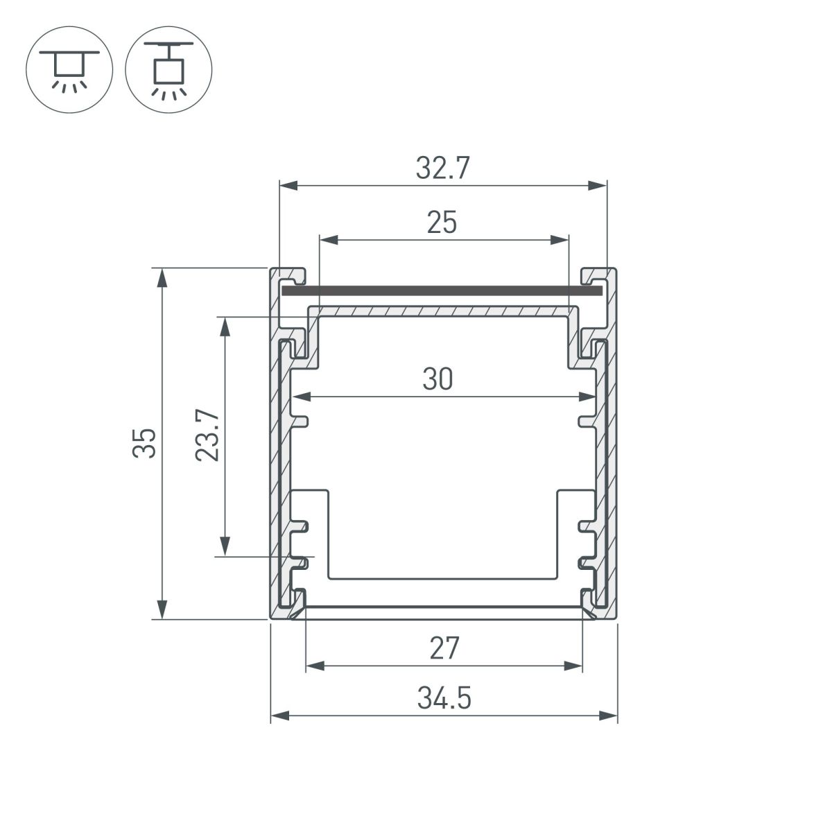 Профиль Arlight LINE-3535-BENT-SIDE-2000 ANOD 055738