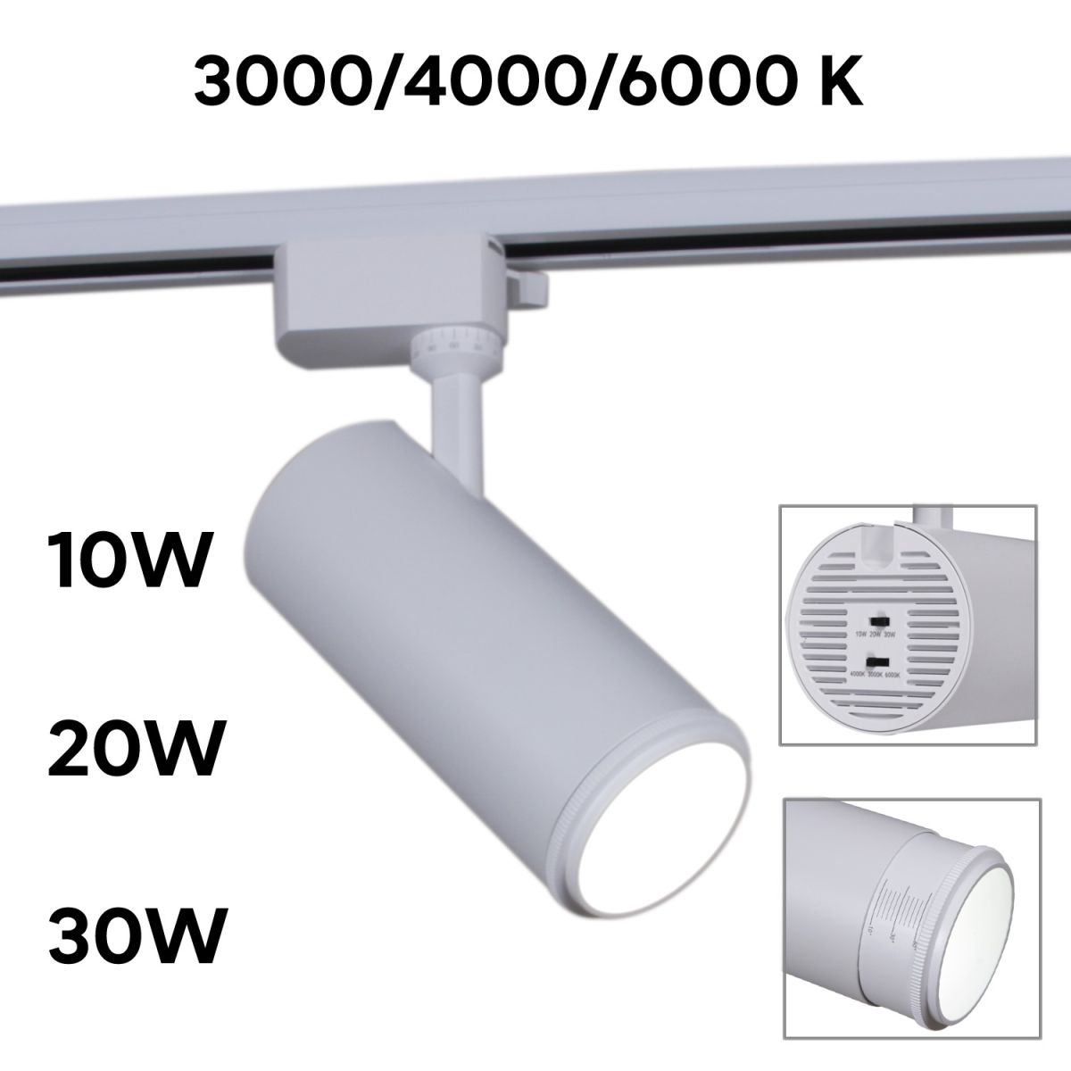 Трековый однофазный светильник Reluce 06650-9.3-LED10/20/30W CCT WT
