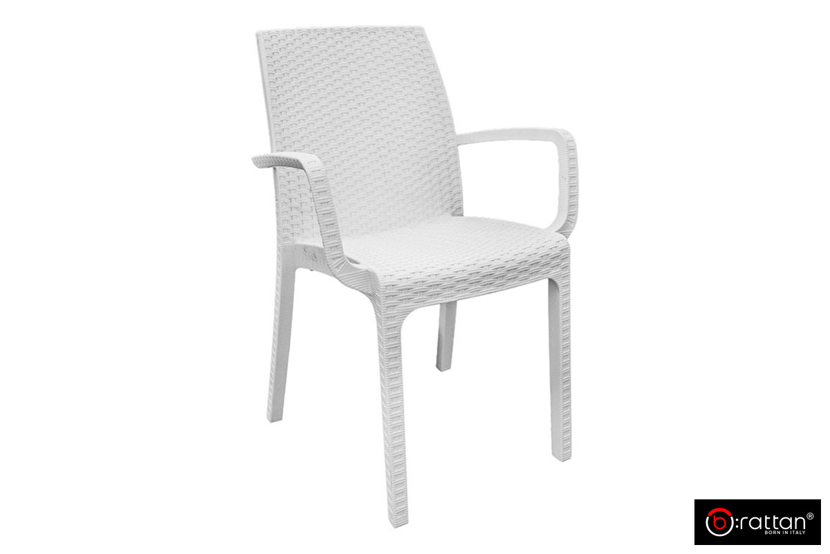 Стул B:rattan ИНДИАНА / INDIANA с подлокотниками, белый