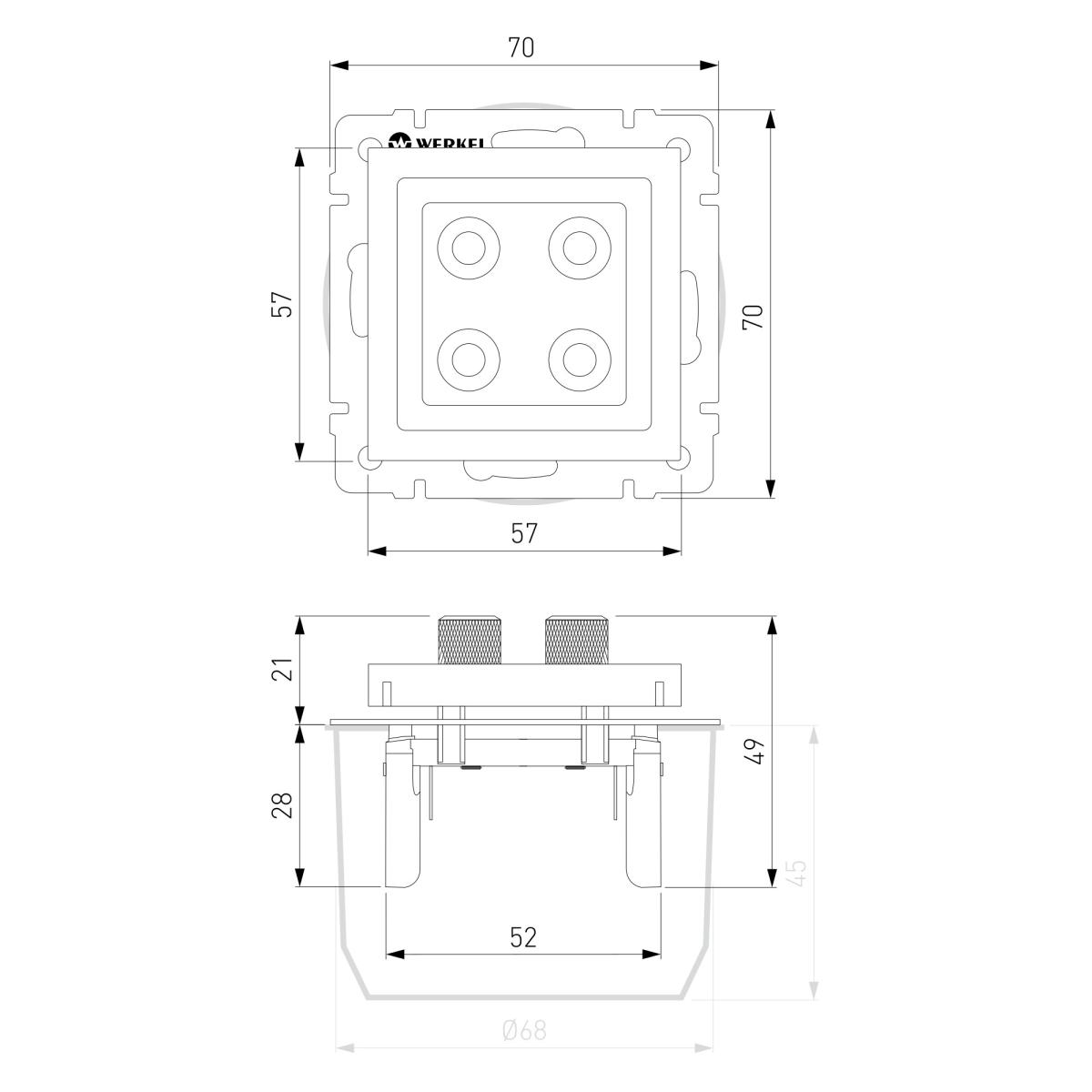 Акустическая розетка Werkel Hammer х4 серебряный W1285006 4690389163111
