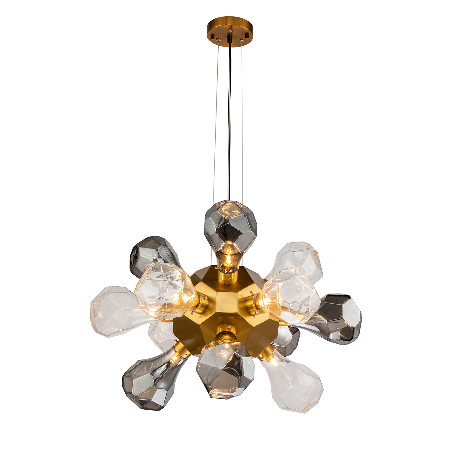 Подвесной светильник Delight Collection KR1197P-12 brass, smoky/clear