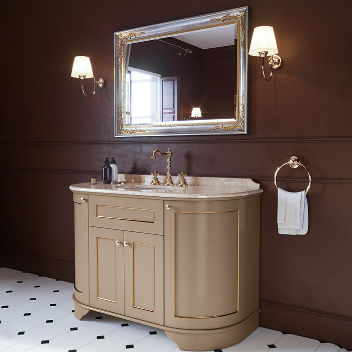 TW York Nuovo Комплект мебели, с мраморной столешницей с 3 отв. 130см, напольный, цвет: pennellato/oro/diano