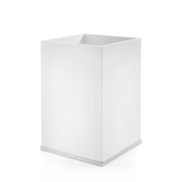 3SC Mood Deluxe White Ведро, без крышки, 20х30х20 см, композит Solid Surface, цвет: белый матовый/хром
