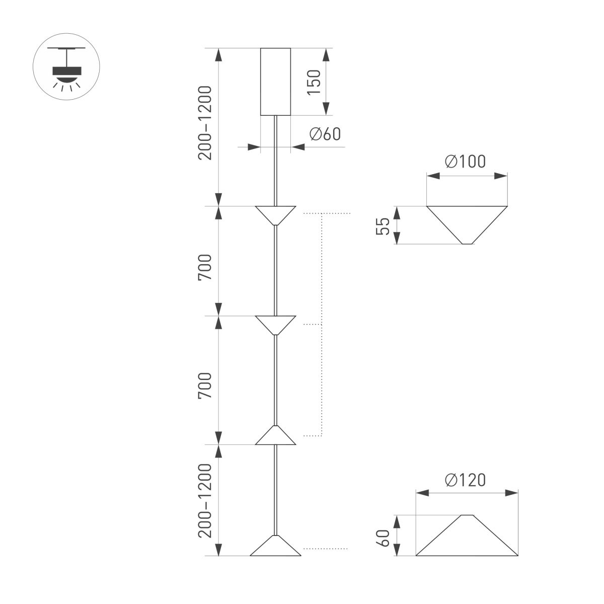 Подвесной Светильник Arlight SP-CALICE-SURFACE-R120-12W Warm2700 (BK, 110 deg, 230V) (IP20 Металл) 057772