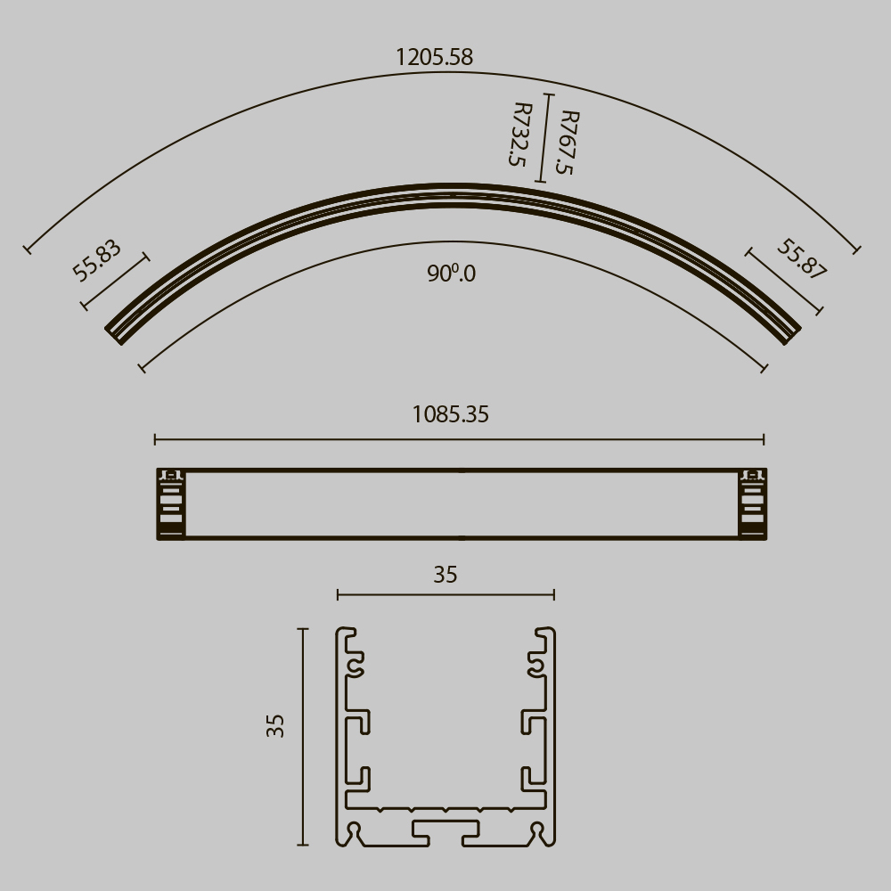 Радиусный профиль Maytoni Led strip ALM-3535R-B-D-90°-1.5M