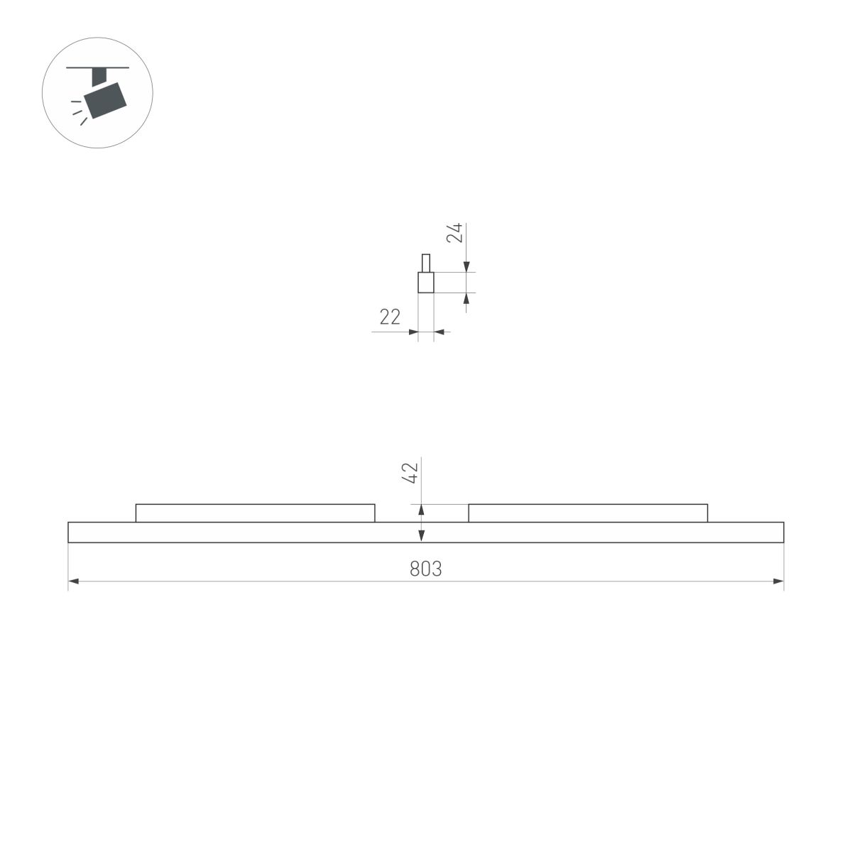 Трековый магнитный светильник Arlight MAG-ORIENT-FLAT-L800-27W Warm3000 (Черный, 100 deg, 48V, DALI) (IP20 Металл) 060473(1)
